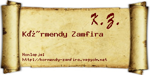 Körmendy Zamfira névjegykártya